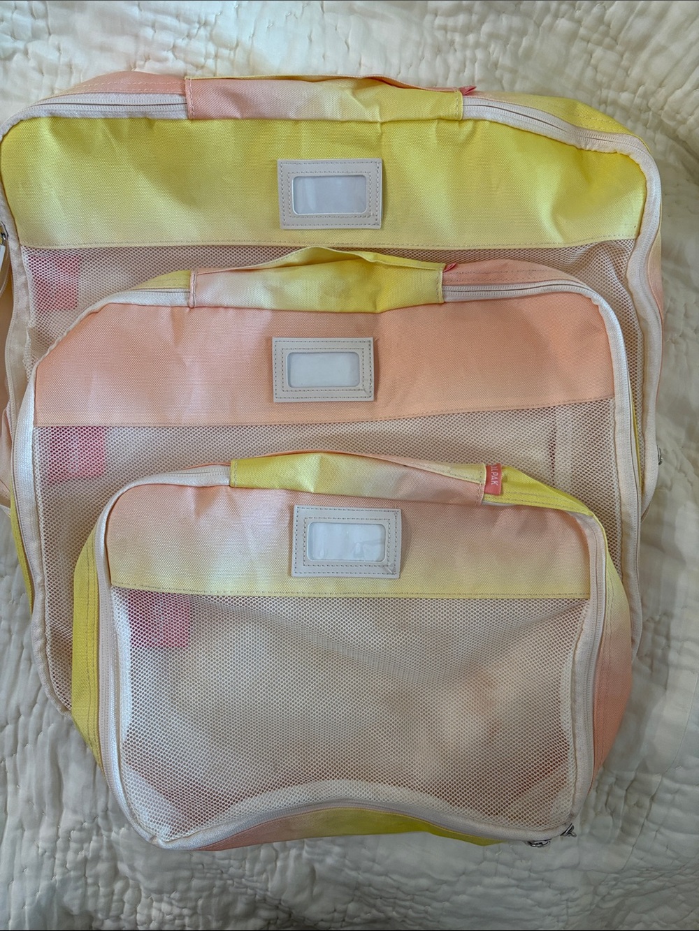 Calpak Pastel Yellow & Peach Travel Packing Cube Set (3-Pack)